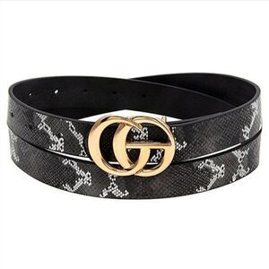 SALE Animal Print Black Snake Print Belt Gold Accent Med Large XL 1X 2X